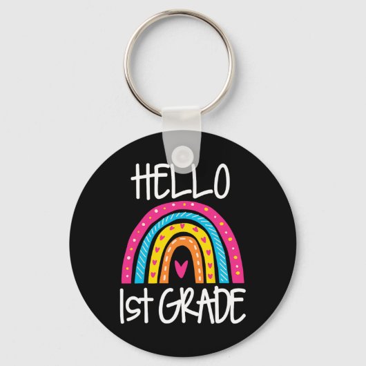 Porte-clés Boho Rainbow Bonjour 1ère année école de premier j (Recto)