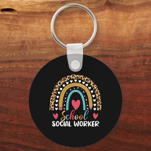 Porte-clés Boho Rainbow School Social Worker (Verso)