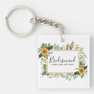Porte-clés Boho Sunflower Sage Mariage de verdure