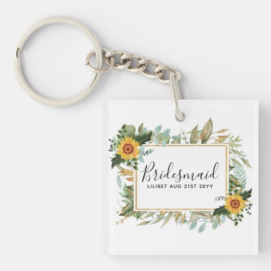 Porte-clés Boho Sunflower Sage Mariage de verdure (Devant)