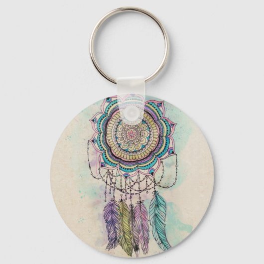 Porte-clés Boho Watercolor Mandala Dreamcatcher (Recto)
