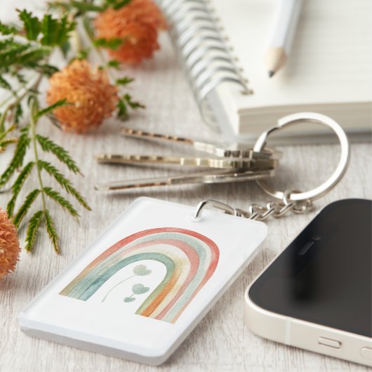 Porte-clés Boho Watercolor Rainbow (Devant droit)