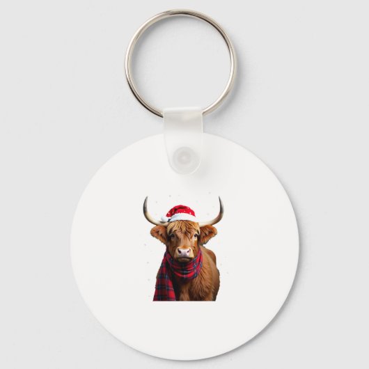 Porte-clés Boho Xmas Christmas Highland Cow T-Shirt (1) (Recto)