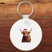 Porte-clés Boho Xmas Christmas Highland Cow T-Shirt (1) (Recto)