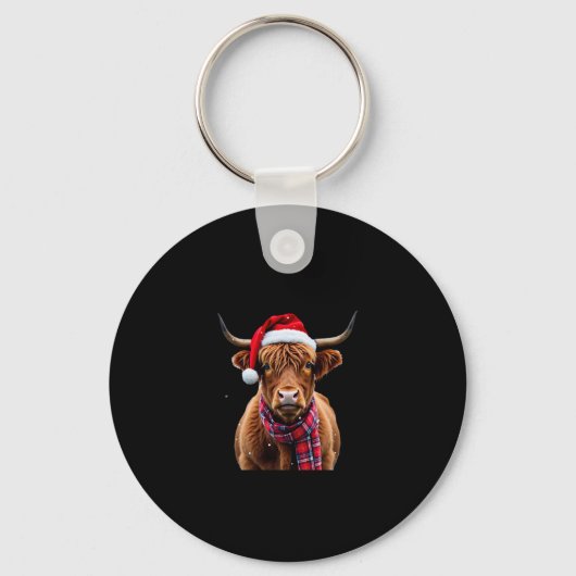 Porte-clés Boho Xmas Christmas Highland Cow T-Shirt (2) (Recto)