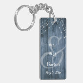 Porte-clés Bois bleu rustique, Chaînes lumineuses blanches Mr (Devant gauche)