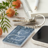 Porte-clés Bois bleu rustique, Chaînes lumineuses blanches Mr (Devant droit)