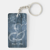 Porte-clés Bois bleu rustique, Chaînes lumineuses blanches Mr (Dos)