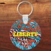 Porte-clés Bois colorés rouges et bleus (Recto)