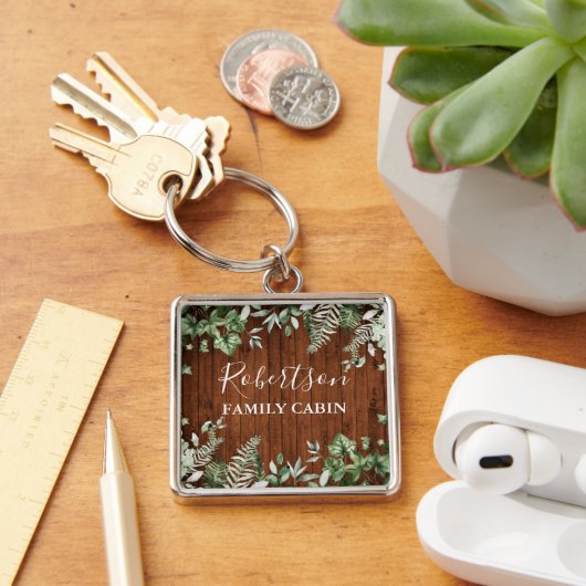 Porte-clés Bois rustique Aquarelle Ivy Ferns Sage Famille Cab (Bureau)