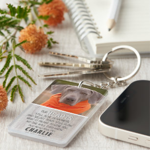 Porte-clés Bois rustique léger Mémorial photo pour animaux