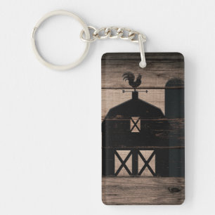Porte-clés Bois rustique vieilli noir grange maison de ferme 
