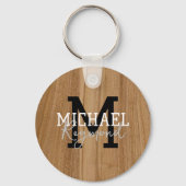 Porte-clés Bois Texture Monogramme rustique Style Pays Keycha (Recto)