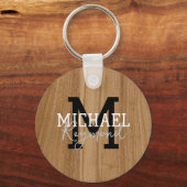 Porte-clés Bois Texture Monogramme rustique Style Pays Keycha (Recto)