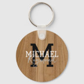 Porte-clés Bois Texture Monogramme rustique Style Pays Keycha (Verso)
