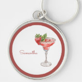 Porte-clés Boisson Cocktail aux Fraises Rouge Blanc (Devant)