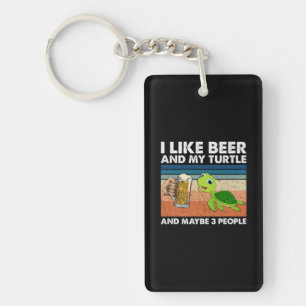 Porte-clés Boisson De Bière J'Aime La Bière Et Ma Tortue Anni