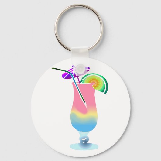 Porte-clés Boissons tropicales roses et bleues (Recto)