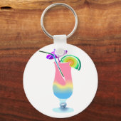 Porte-clés Boissons tropicales roses et bleues (Recto)