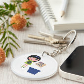 Porte-clés Boîte à pizza Recycling Girl Amusante Éco-Friendly (Devant droit)