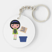 Porte-clés Boîte à pizza Recycling Girl Amusante Éco-Friendly (Dos)