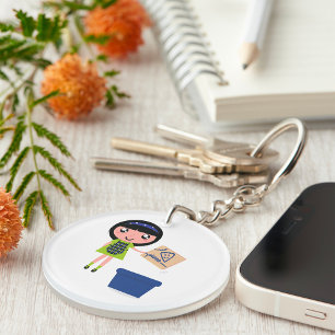 Porte-clés Boîte à pizza Recycling Girl Amusante Éco-Friendly