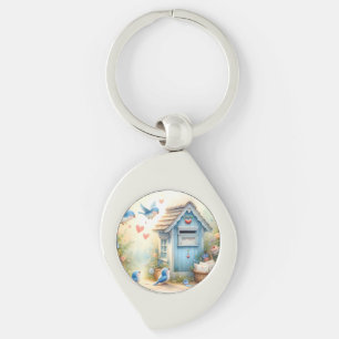 Porte-clés Boîte aux lettres Bleue de l'Amour Cottagecore