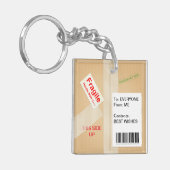 Porte-clés Boîte d'expédition miniature Texte personnalisé Wh (Devant gauche)