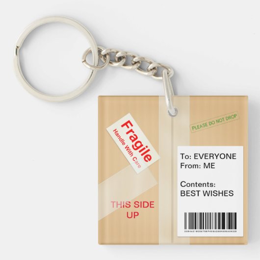 Porte-clés Boîte d'expédition miniature Texte personnalisé Wh (Devant)