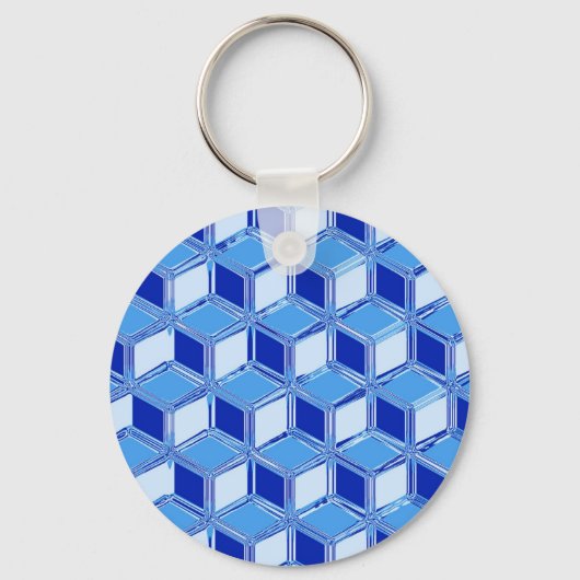 Porte-clés Boîtes 3D Chrome - bleu cobalt (Recto)