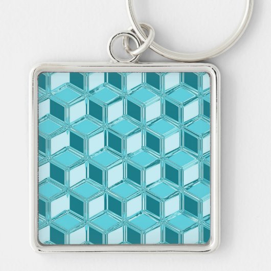 Porte-clés Boîtes 3D Chrome - turquoise / aqua (Devant)