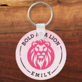 Porte-clés Bold As A Lion Keychain, Pink Lion (Recto)
