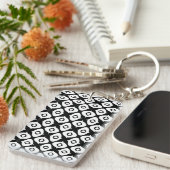 Porte-clés Bold Black and White Symmetrical Arabesque Pattern (Devant droit)
