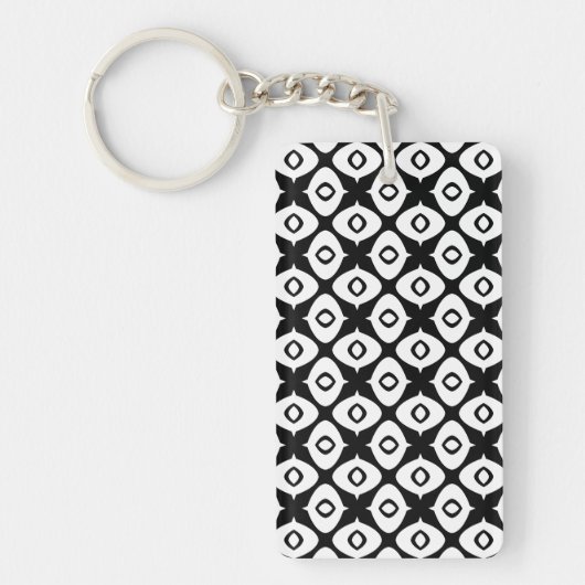 Porte-clés Bold Black and White Symmetrical Arabesque Pattern (Devant)