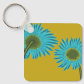 Porte-clés Bold Blue Daisy Art sur Mustard Yellow Arrière - p (Recto)
