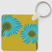 Porte-clés Bold Blue Daisy Art sur Mustard Yellow Arrière - p (Dos)