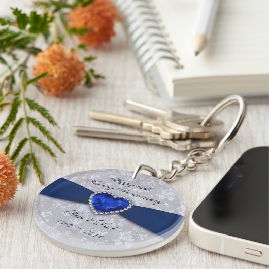 Porte-clés Bold Damask 45th Wedding Anniversary Key Chain (Devant Droit)