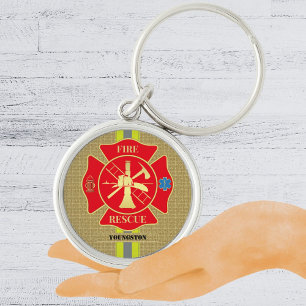 Porte-clés Bold Firefighter Maltese Cross Art