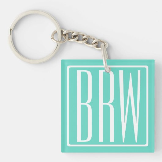 Porte-clés Bold Modern | White on aqua (Devant)