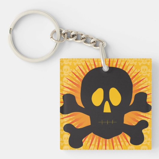 Porte-clés Bold Skull and Crossbones with Orange Burst (Devant)
