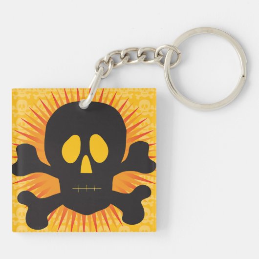 Porte-clés Bold Skull and Crossbones with Orange Burst (Dos)