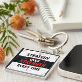 Porte-clés Bold "Strategy Over Strength Every Time" Graphic w (Devant Droit)