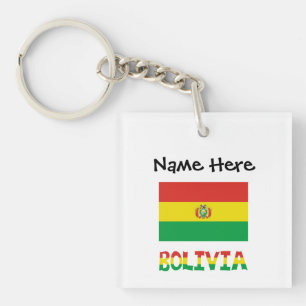 Porte-clés Bolivie Drapeau Bolivien Texte Personnalisé