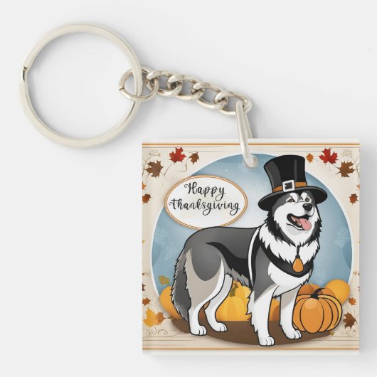 Porte-clés Bon thanksgiving de pèlerins de chiens malamuts de (Devant)