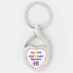 Porte-clés Bonbon 16 à joyeux anniversaire avec son nom