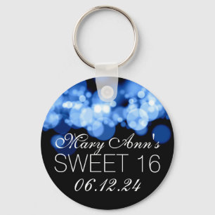 Porte-clés Bonbon 16 lumières bleues de Bokeh de fête