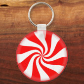 Porte-clés Bonbon de menthe blanche rouge (Recto)