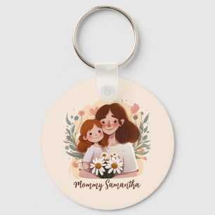 Porte-clés Bond adorable maman et fille - Cadre floral (2)