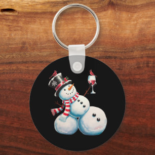 Porte-clés Bonhomme de neige avec vin Noël Cadeau de Noël drô