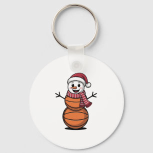 Porte-clés Bonhomme de neige Basketball Noël Amoureux du spor